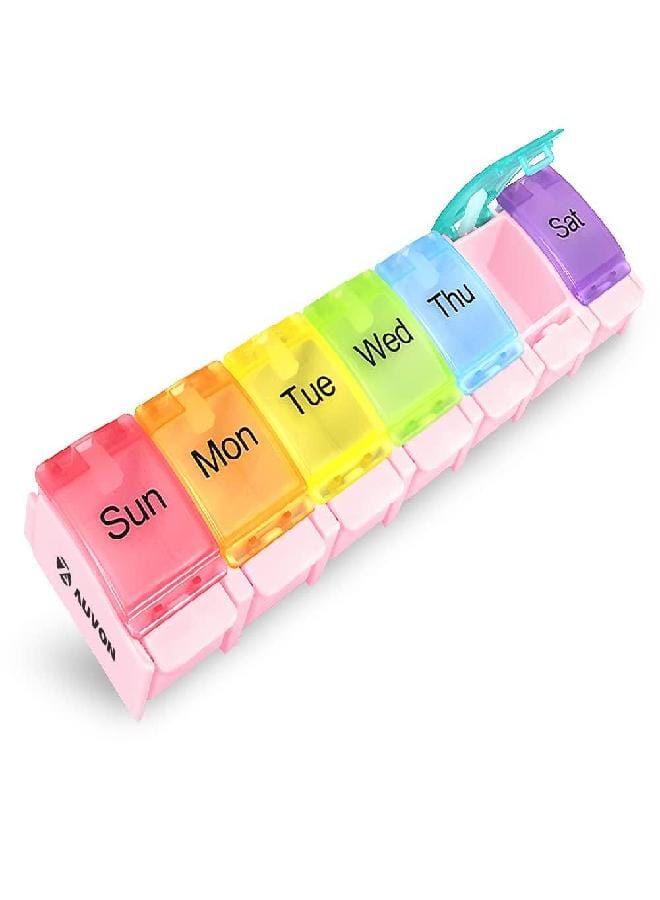 AUV0N AUVON Weekly Pill Organizer Arthritis Friendly, BPA Free Travel 7 Day Pill Box Case with Spring Open Design and Large Compartment to Hold Vitamins, Cod Liver Oil, Supplements and Medication - Image 1
